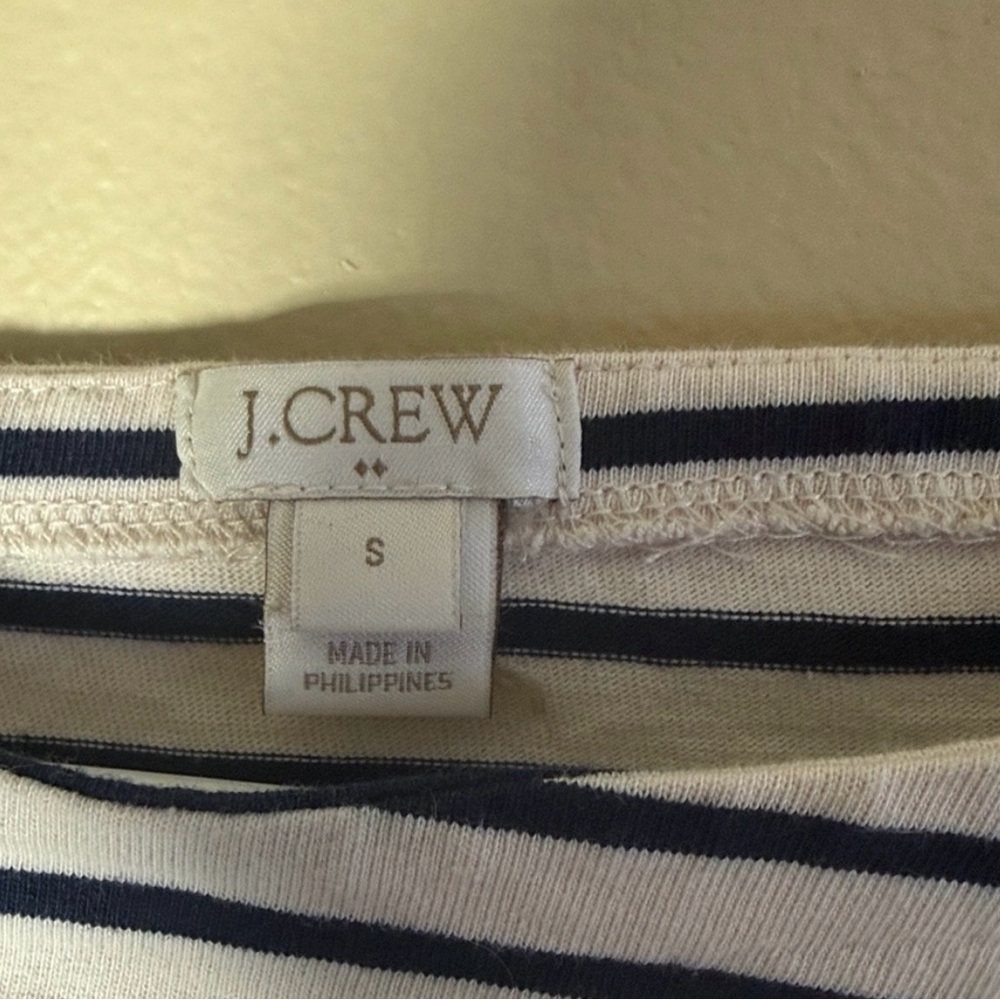 J.Crew Navy White Striped Long Sleeve Tee | Classic Breton Top | Size Small